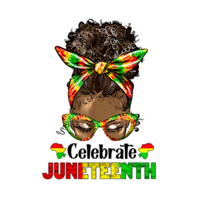 Juneteenth Celebrate 1865 Messy Bun Glasses Black Women by Madridek Deleosw