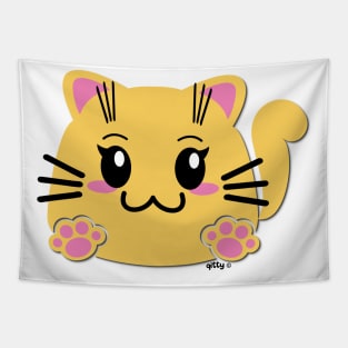 Qitty Cute Cartoon Blob Kitty | Sitting Plain Tapestry