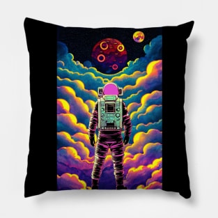 Astronaut Psychedelic Cloudscape Pillow