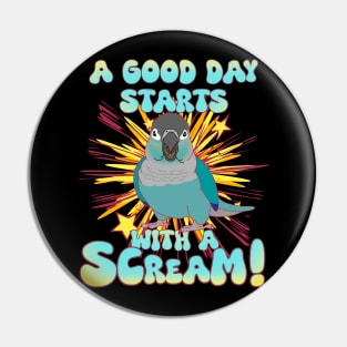 A good day start with a scream! Turquoise Conure Pin