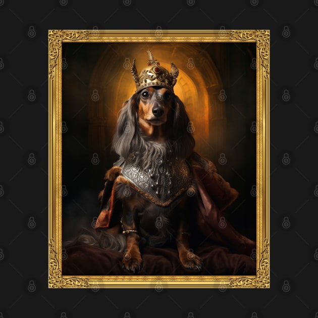 Distinguished Long Haired Dachshund - Medieval German King (Framed) by HUH? Designs