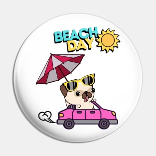 Cute Pug Going to the beach in summer Pin