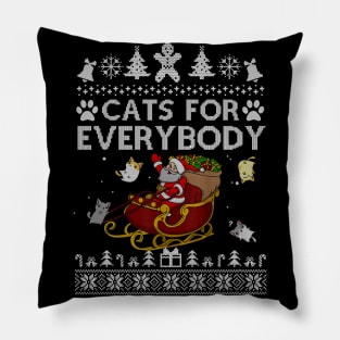 Cats For Everybody Christmas Cute Cat Lover Ugly Sweater Pillow