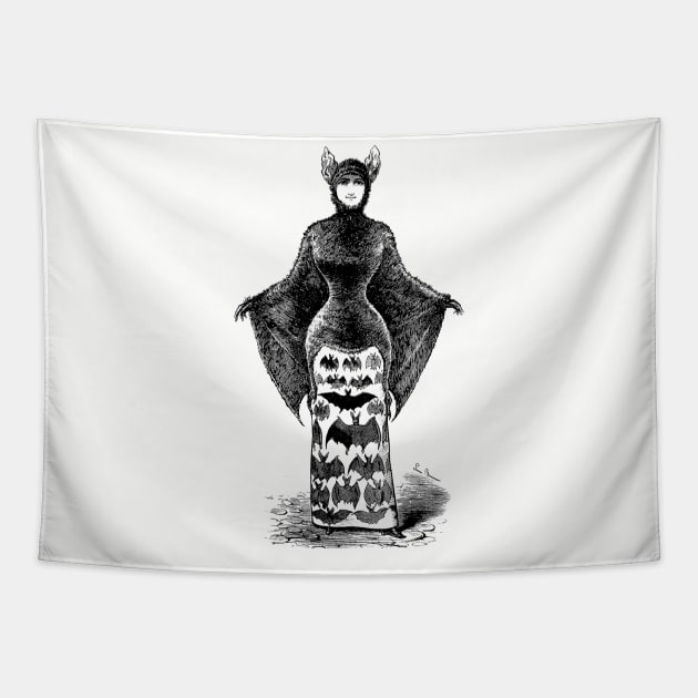 Girl in Victorian Era Bat Costume Tapestry by Pixelchicken