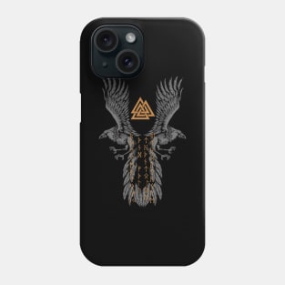 Odin's ravens with Viking runes - Hugin and Munin Phone Case