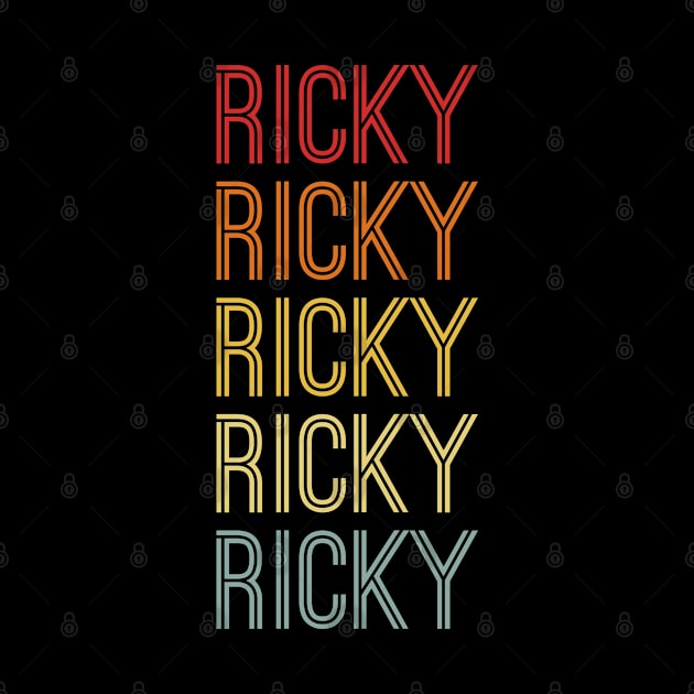 Ricky Name Vintage Retro Pattern by CoolDesignsDz