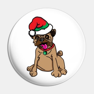 Christmas Pug Dog Elf Hat Pin