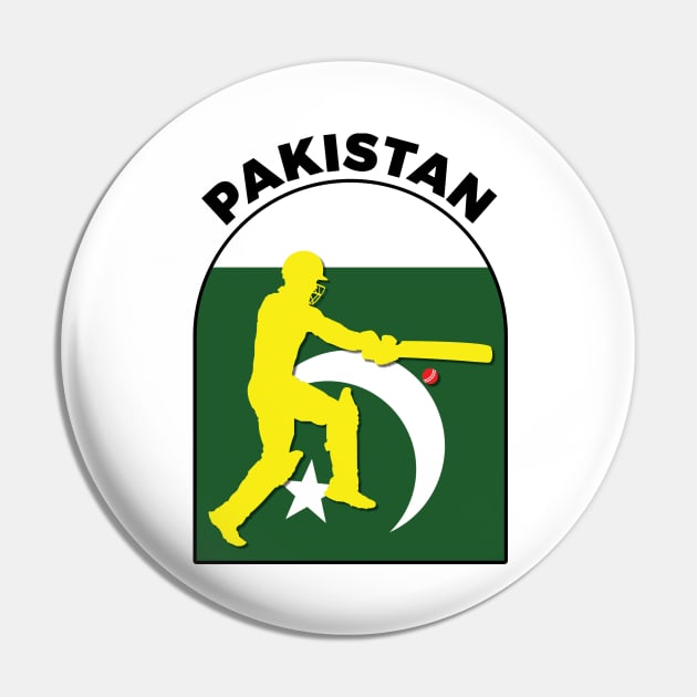 Pakistan Cricket Batsman Pakistan Flag Pin by DPattonPD