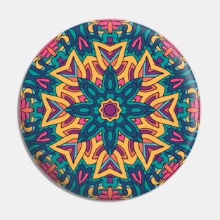 Colorful Indian Mexican Ethnic Oriental Rug Mandala Boho Pattern Pin