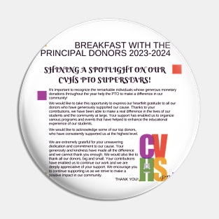 Breakfast With The Principal Donors Honorees 2023-2024 Pin