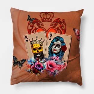 Playing cards King of hearts and queen of spades Pillow