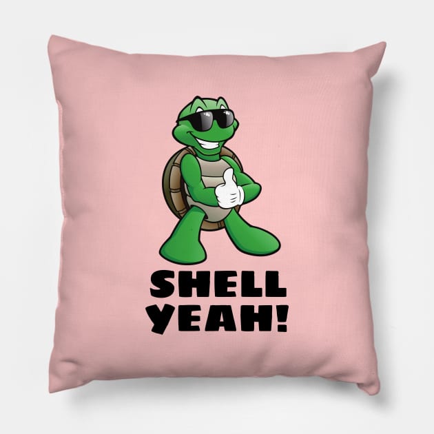 Shell Yeah | Turtle Pun Pillow by Allthingspunny