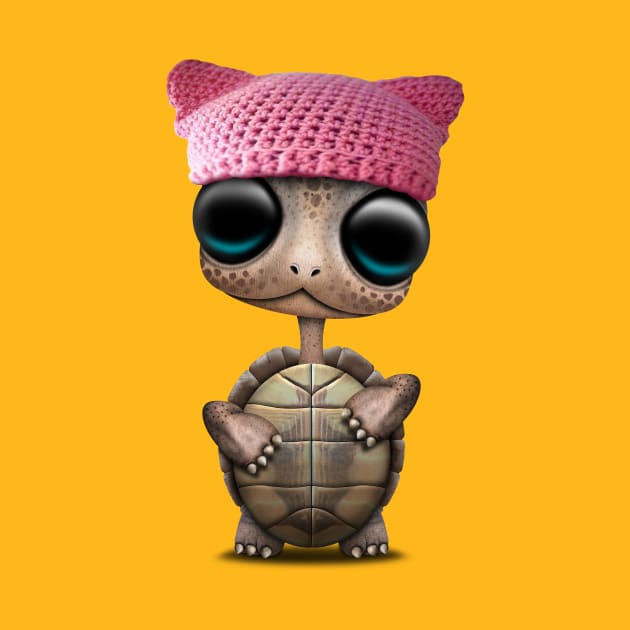 Cute Baby Turtle Wearing Pussy Hat by jeffbartels