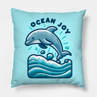 Ocean Joy: Leaping Dolphin Delight Pillow