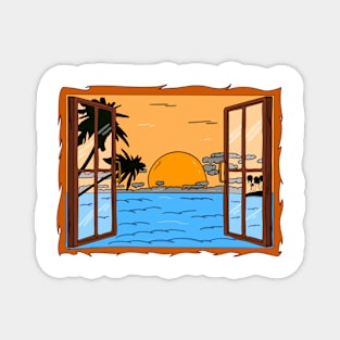 beach sunset from my window Magnet