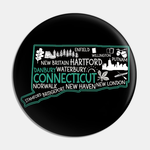 Connecticut Danbury cute map Waterbury New Haven Enfield Willington Putnam Norwalk Stamford Bridgeport Pin by BoogieCreates