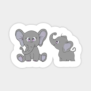 Two cute little elephants drawing Magnet