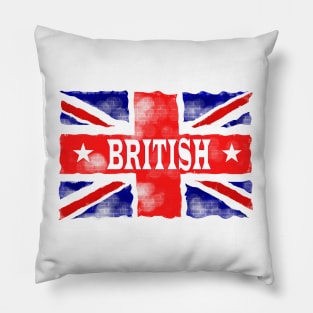 United Kingdom British Flag Retro Distressed Pillow