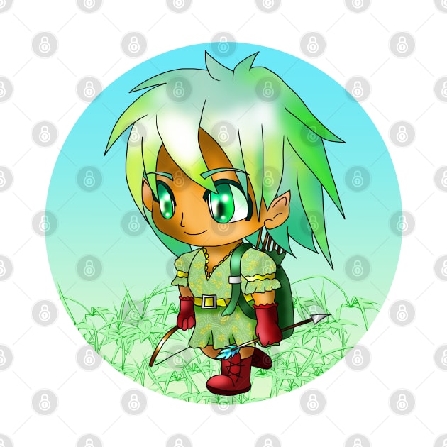 kawaii manga style elf archer in green for dnd and fantasy fans by cuisinecat