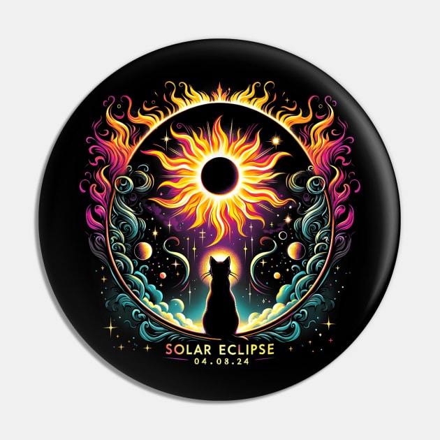 Totality April 8 2024 Solar Eclipse Cat Lover Astronomy Gift For Men Women kids Pin by FortuneFrenzy