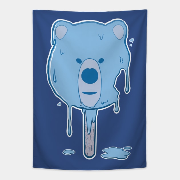 Blue Melting Bear Ice Cream Tapestry by ArtDiggs