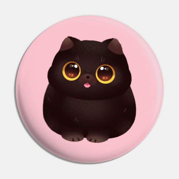 Chonky Black Cat Pin by Riacchie Illustrations