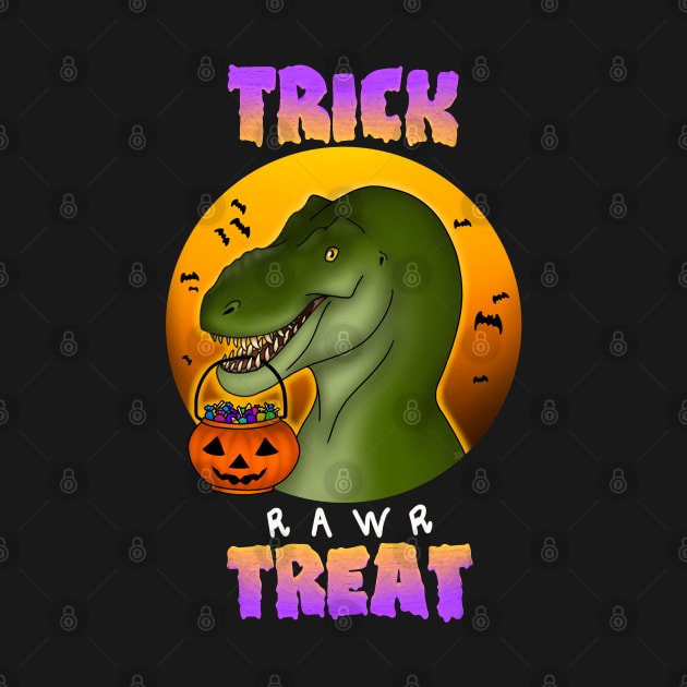 Trick Rawr Treat Halloween T. rex by saradrawspaleo