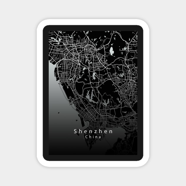 Shenzhen China City Map dark Magnet by Robin-Niemczyk