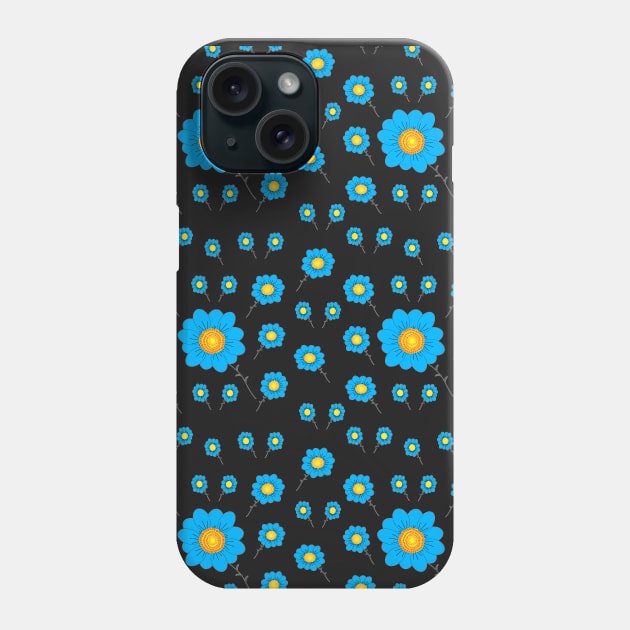 Cornflower Blue on White. A fresh floral design in cornflower blue on white with accents of yellow and orange. Phone Case by innerspectrum