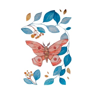 Butterfly with Blue Plants Leaves T-Shirt