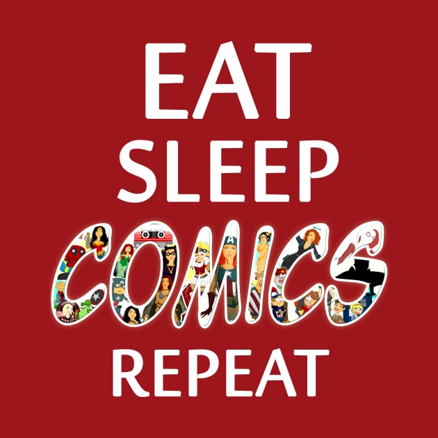 Eat Sleep Comics Repeat by scoffin