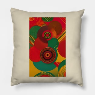 Abstract Circles Red Gold Green Pillow