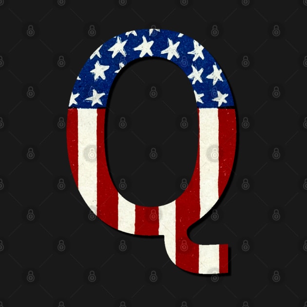 Vintage style Red White Blue Q by This and That Designs