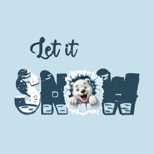 Let It Snow - Peeking Baby Polar Bear T-Shirt