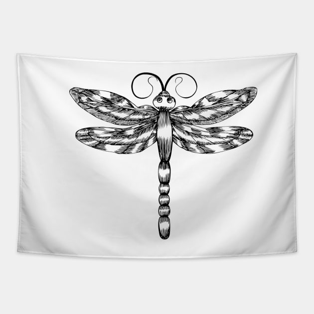 Dragonfly Hand Drawn Tapestry by KC Happy Shop