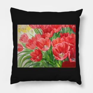 Red Tulips Pillow