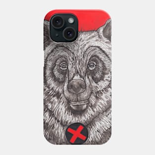 Doodle forest bear and red background Phone Case