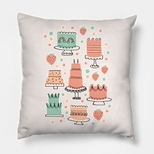 Retro Birthday Cakes Pillow