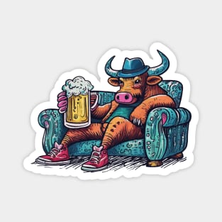 bull on his couch Magnet