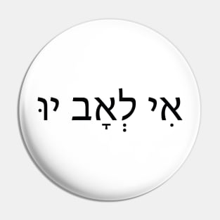 I Love You in Hebrew letters - אני אוהבת אותך Pin