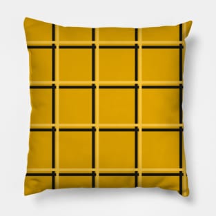 Mustard Yellow Square Check Grid Pillow