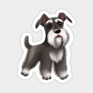 Cute Miniature Schnauzer Drawing Magnet