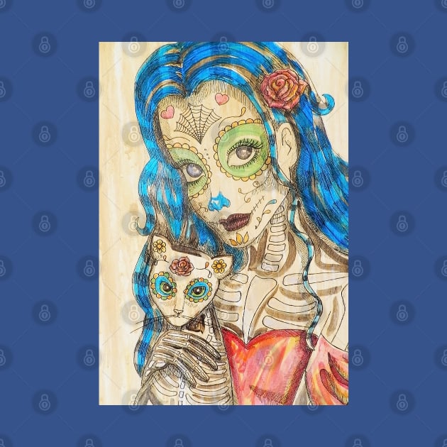 Catrina and her Cat in sepia by Polette Color