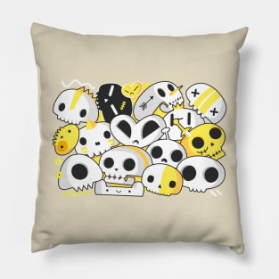 Skull Doodle GOLD Pillow