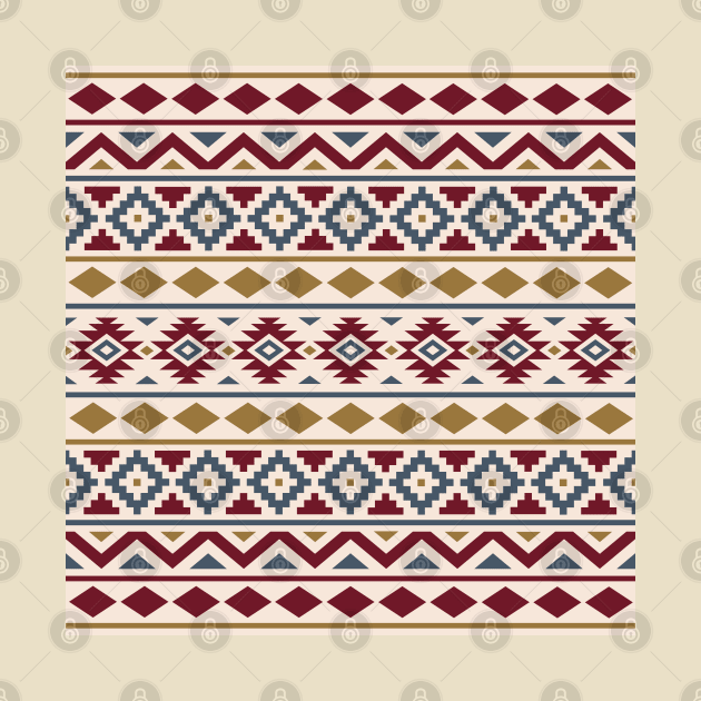 Aztec Essence Pattern Blue Red Gld Crm by NataliePaskell