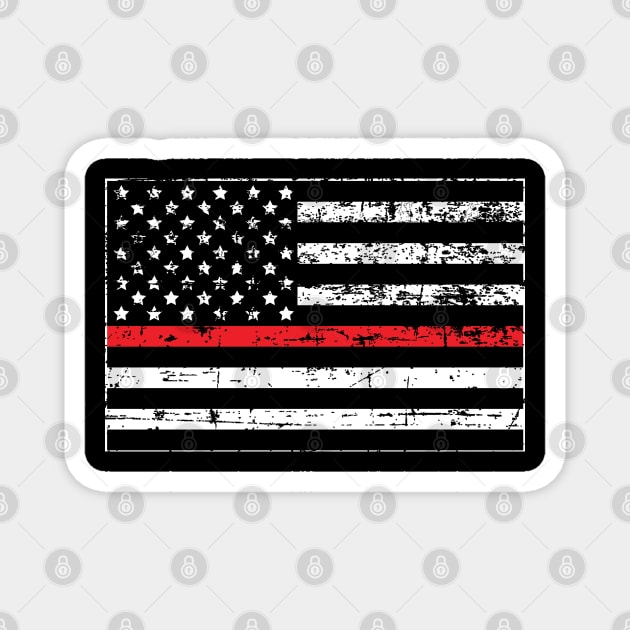 Thin Red Line Distressed American Flag Magnet by YouthfulGeezer