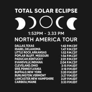 2024 total solar eclipse April 8th Path Of The Eclipse North America Tour State Totality T-Shirt