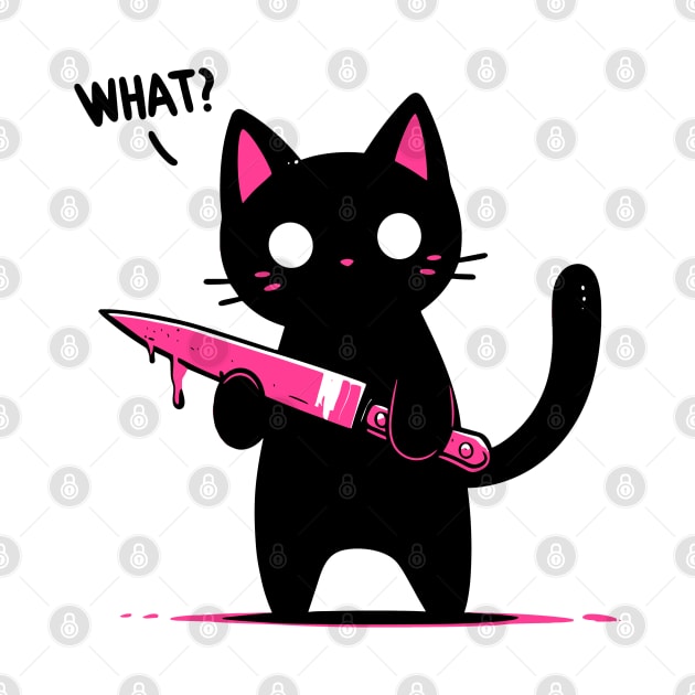 Cat what? Murderous Black Cat with knife by TomFrontierArt