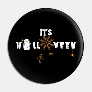 Spider web with skeleton Halloween Pin