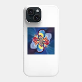 vividly coloured pattern in turquoise blue yellow and red twisting design Phone Case